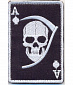Нашивка на липучке "Череп-Туз", прямоугольная, белая окантовка